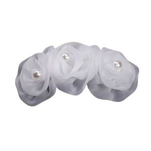 White Sheer Rose Barrette Wedding Hairpiece